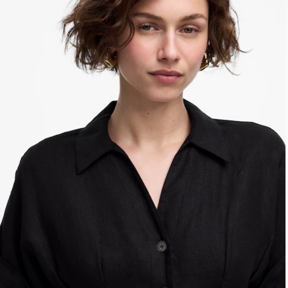 Madewell Pleated Midi Shirtdress in 100% Linen - NWT - Picture 6 of 16